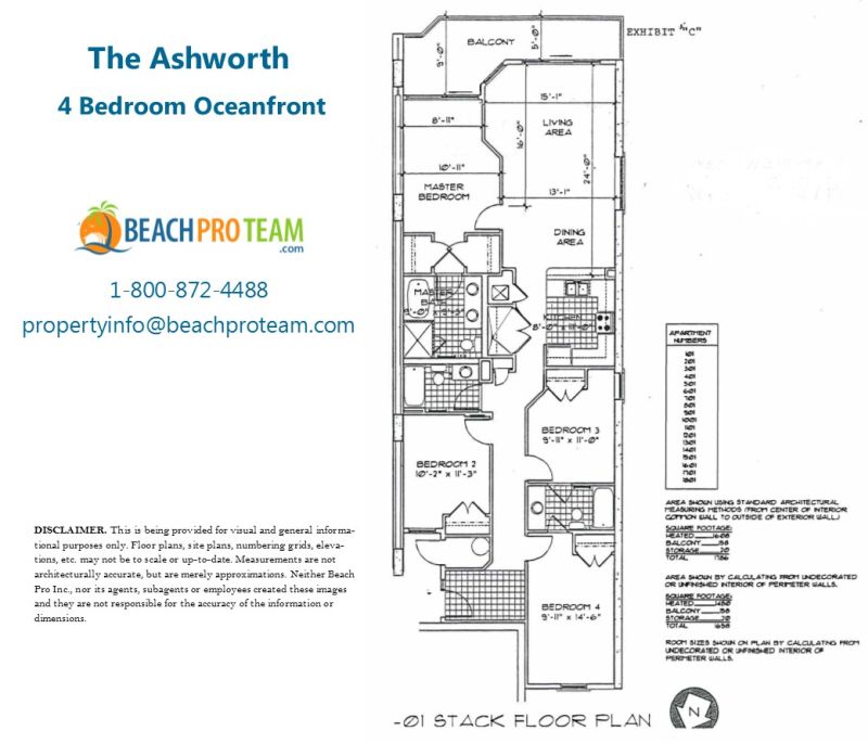 Ashworth Floor Plan 01 Stack - 4 Bedroom Oceanfront